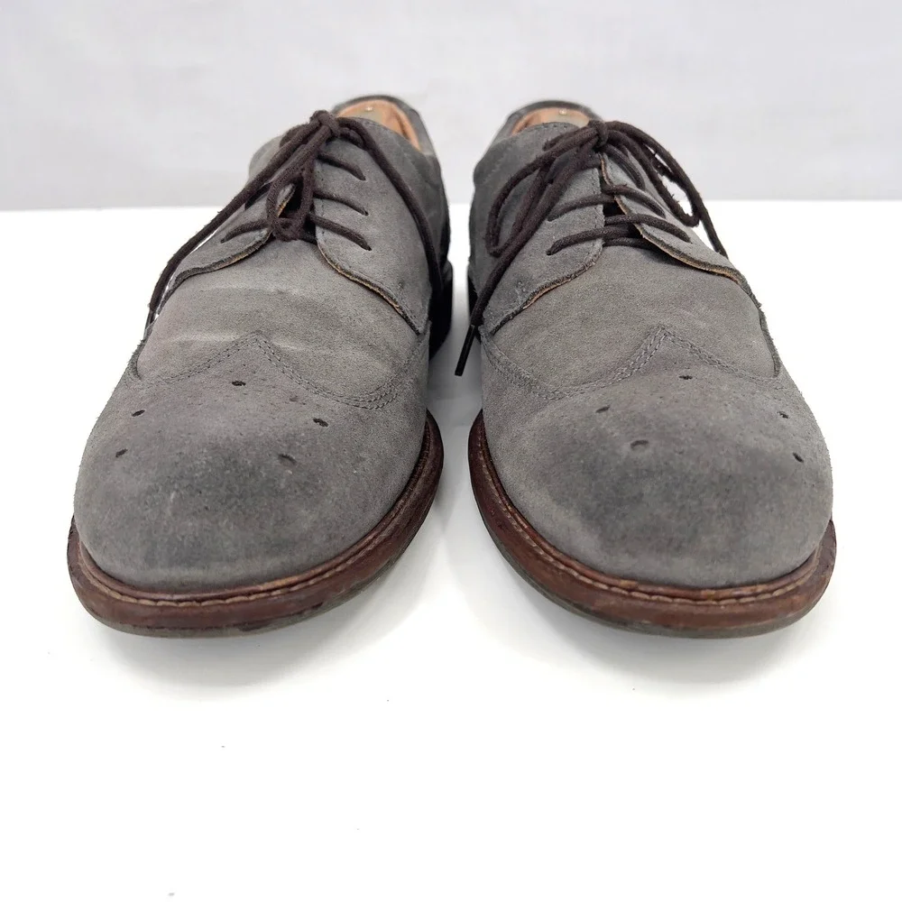 ECCO Men's Grey Suede Wingtip Brogue Oxford Dress Shoes‎ EU 45 US 11-11.5 Wide